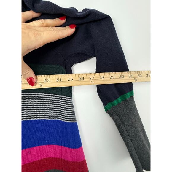 Anthropologie Lili’s Closet Striped Open Front Cardigan L Navy Multi Colorblock - Picture 7 of 7